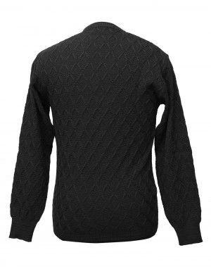 Men pure wool sweater self design black